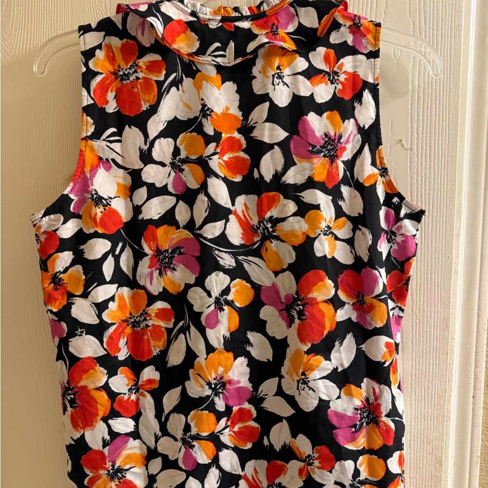 NWT- Karl Lagerfeld Floral Sleeveless Blouse - Black, Orange, Pink size (M) - Picture 2 of 2